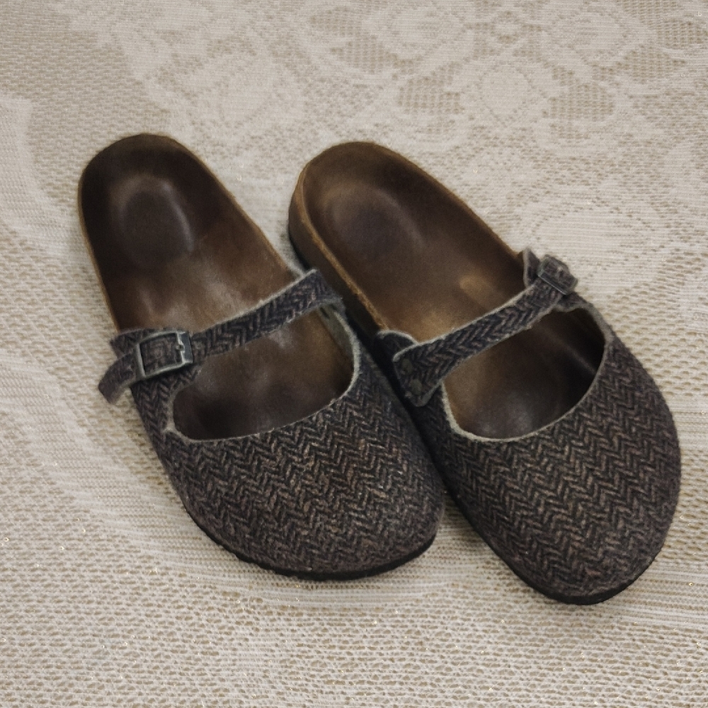 Birkenstock 38 Brown And Black Mary Jane Sandals Mules Slides